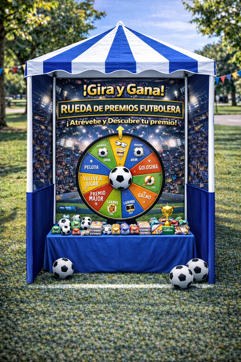 Juego de feria Rueda de premios futbolera